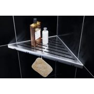   Ablago Classic Design zuhany sarokpolc fogassal, szálcsiszolt, háromszögletű (abl11035)