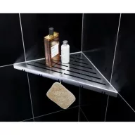   Ablago Classic Design zuhany sarokpolc fogassal, szálcsiszolt, háromszögletű (abl11035)
