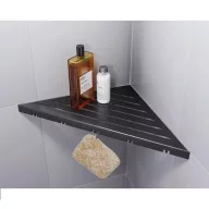   Ablago Classic Design zuhany sarokpolc fogassal, matt fekete, háromszögletű (abl11035bs)