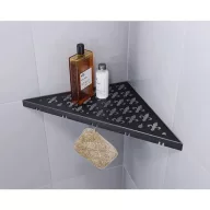   Ablago Vintage Design zuhany sarokpolc fogassal, matt fekete, háromszögletű (abl11036bs)