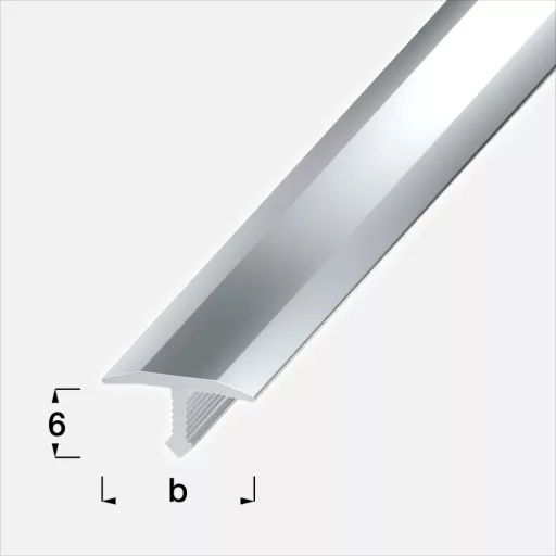 Alfercap T profil, alu ezüst elox, 14mm / 100 cm (acaae14100)