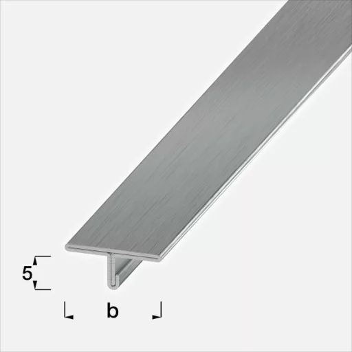 Alfercap T profil, V2A acél szálcsiszolt, 14mm / 100 cm (acae14gb100)