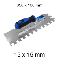   Bautool fogazott glettvas gumírozott soft nyél 15×15 mm 350×100 mm (b3824015)