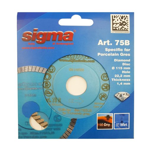 Sigma gyémánttárcsa sarokcsiszolóhoz 115×22,2×1,4mm (cs075b)