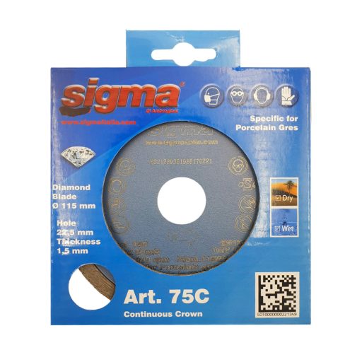 Sigma gyémánttárcsa sarokcsiszolóhoz 115×22,2×1,5mm (cs075c)