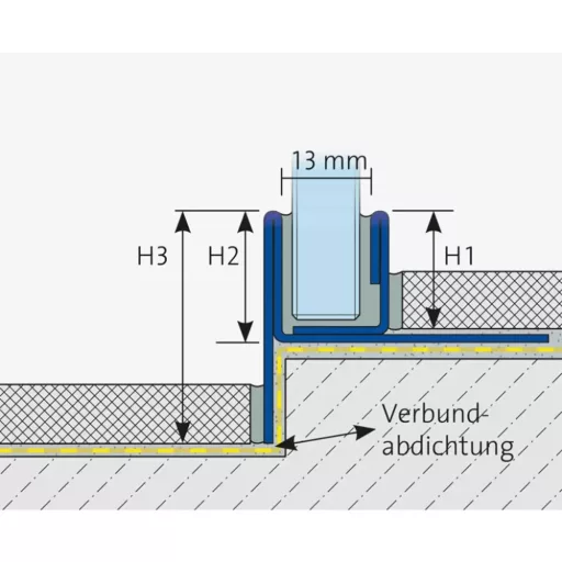 Dural GKGR lejtéstakaró üvegfogadó profil jobb, szálcsiszolt V2A acél 19mm / 120cm (durgkgr190sf120)