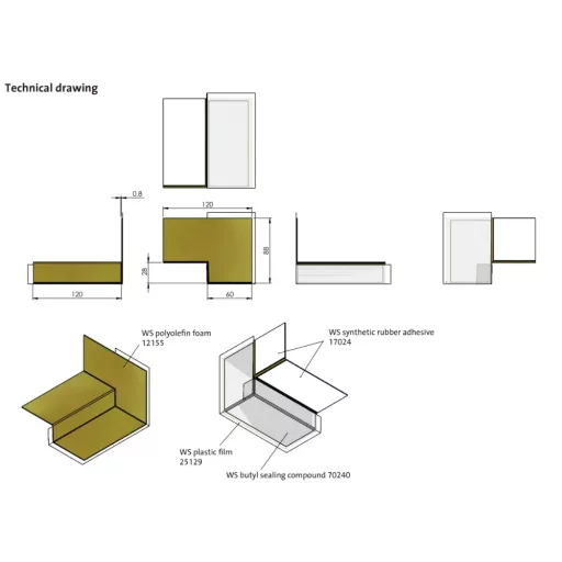 Dural Warpseal WSKL öntapadó 3D sarok bal 28mm 10 db (durwskl2810)