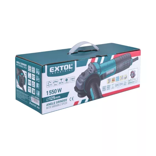Extol sarokcsiszológép 125mm 1550W, kefementes, szabályozható fordulatszám (e8792010)