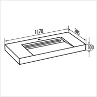   LUX LLAVE5005 Lavado L folyókás burkolható mosdópult, 1170x585x100 mm (luxlavadol)