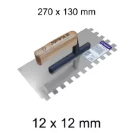   Kubala fogazott glettvas, fa nyél, 130 x 270 mm, 12x12 mm (mak2616)