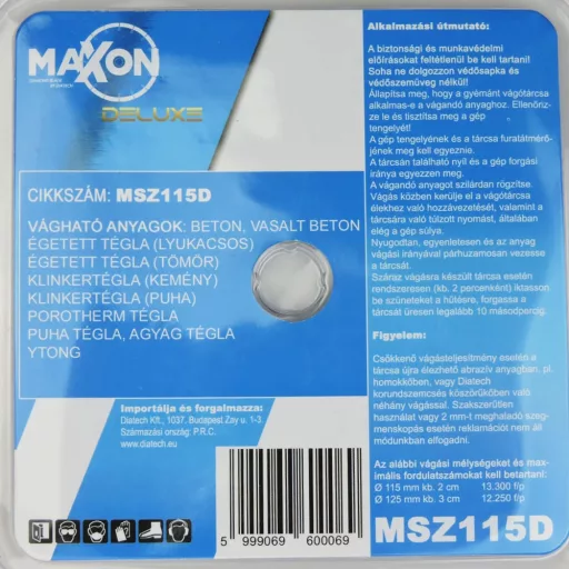 Diatech gyémánttárcsa MAXON DELUXE szegmenses 115x22,2mm (msz115d)