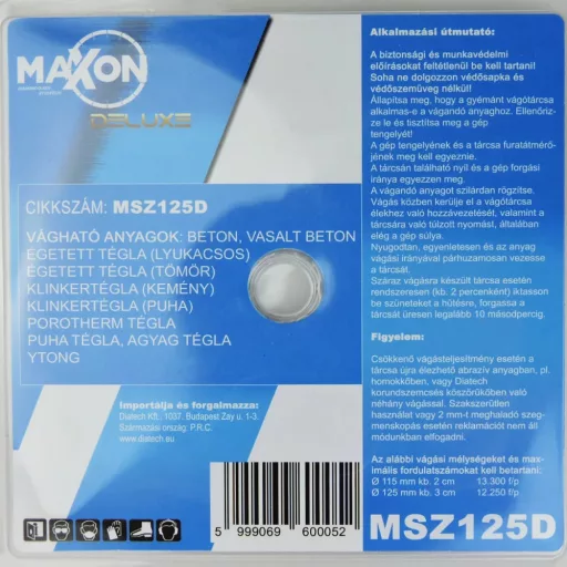 Diatech gyémánttárcsa MAXON DELUXE szegmenses 125x22,2mm (msz125d)