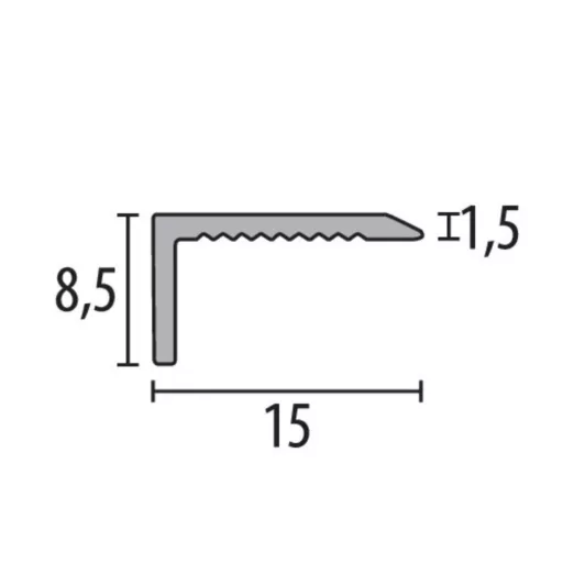 PF 238 U lépcső profil, F2G ​alu optikai szálcsiszolt rm. acél, 270 cm (pf15382702)