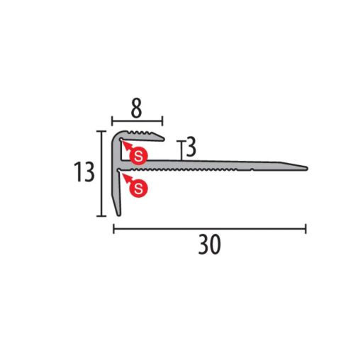PF 809 lépcső profil, F4 alu matt ezüst, 250 cm (pf24032514)