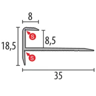   PF 810 lépcső profil, F2 alu optikai rm. acél, 100 cm (pf24081012)