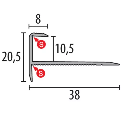 PF 811 lépcső profil, F4 alu matt ezüst, 100 cm (pf24101014)