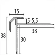   PF 835 lépcső profil, F2 alu optikai rm. acél, 250 cm (pf24502502)