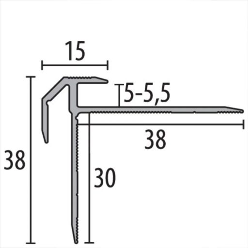 PF 835 lépcső profil, F4 alu matt ezüst, 250 cm (pf24502504)