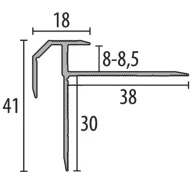   PF 838 lépcső profil, F2 alu optikai rm. acél, 250 cm (pf24802502)