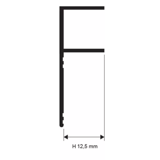 Prog Prolistel üvegfogadó profil eloxált, matt ezüst 12,5mm 270cm (pgpltchaa125)