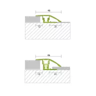   Proline PROCOVERclip íves átvezető profil, eloxált imitált rm. acél, 0-18mm / 270 cm (pro32034)