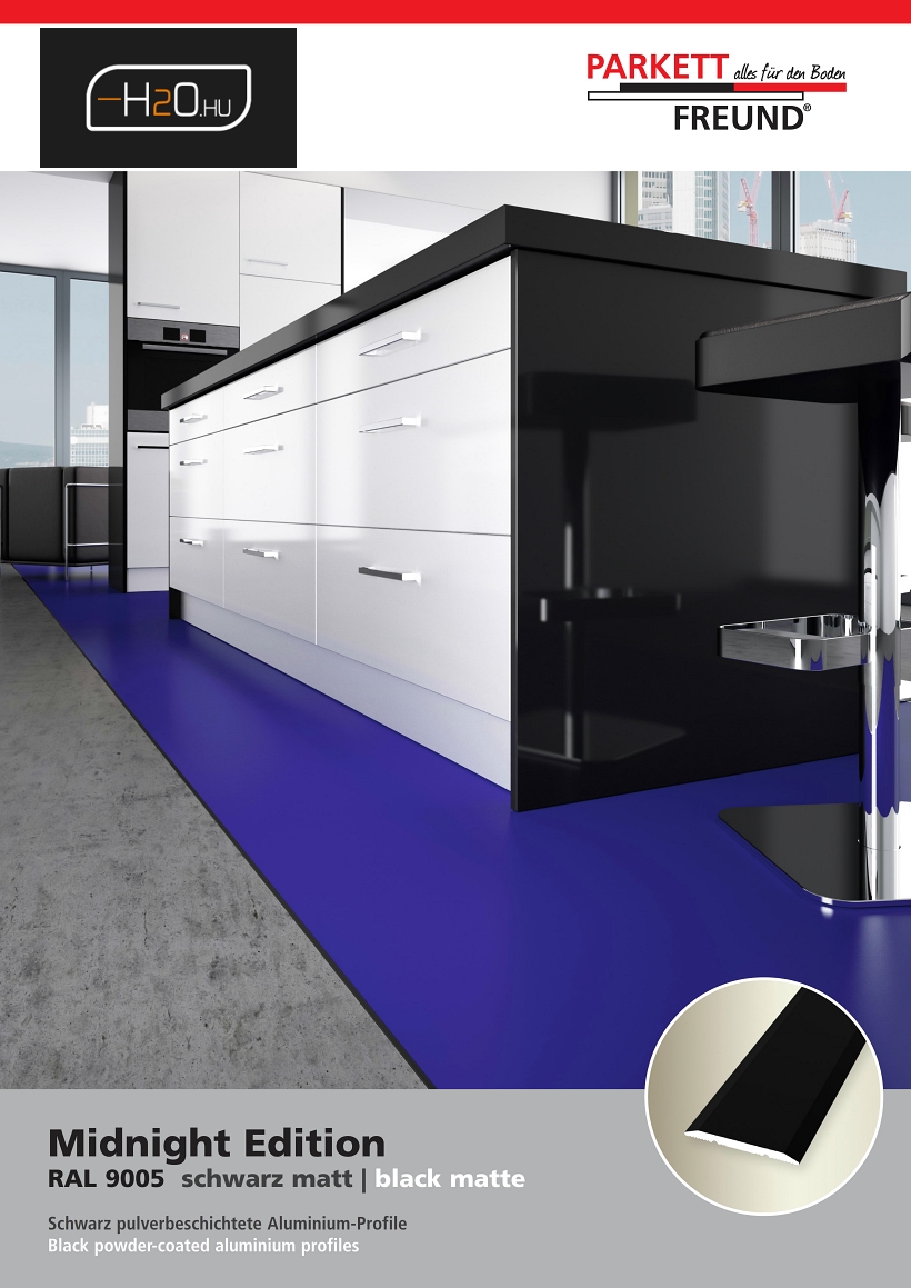 h2o Parkettfreund Black Edtion fekete parketta laminált és vinyl burkolatprofilok 