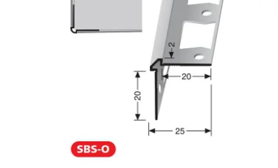 PF155G perforált ferde külső sarok profil oldalnézetből