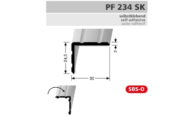 PF234SK külső sarok profil méretezése
