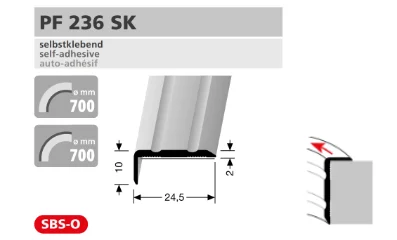 PF236SK külső sarok profil méretezése