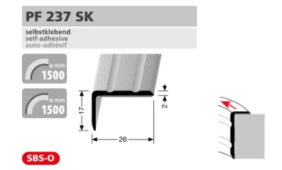PF237SK külső sarok profil méretezése