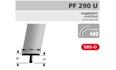 PF290 burkolatváltó profil méretezése