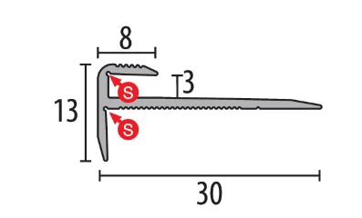 PF809 lépcső profil méretezése