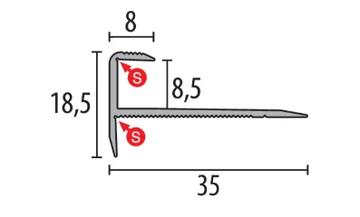 PF810 lépcső profil méretezése
