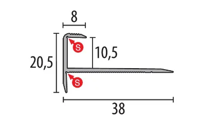 PF811 lépcső profil oldalnézetből